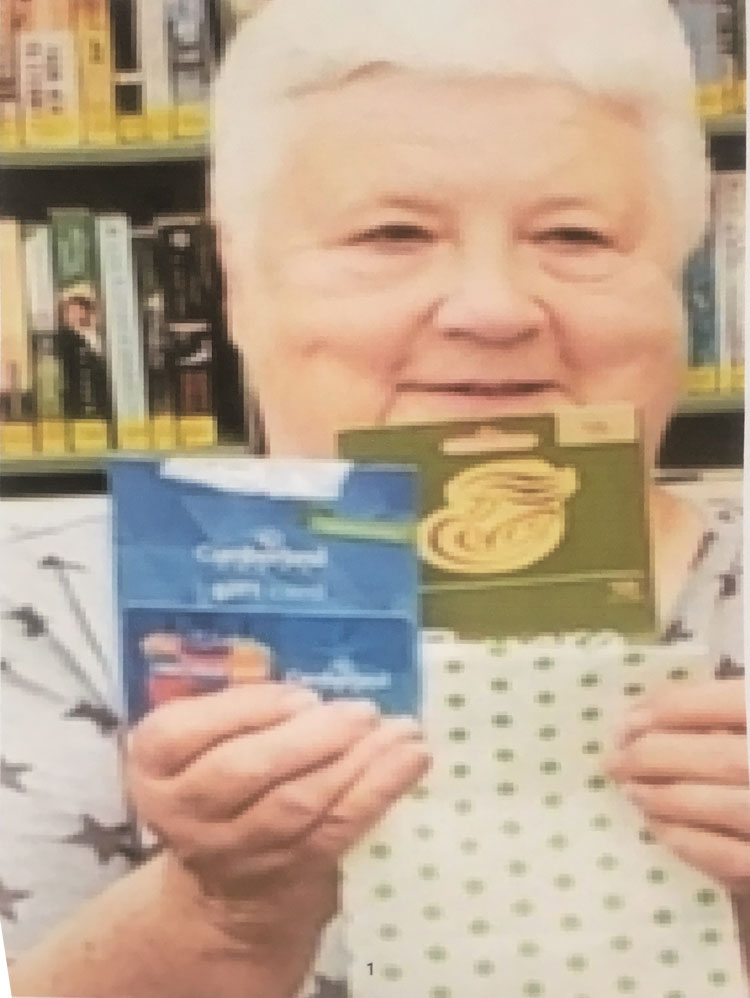 Joan, our Second Adult Winner, with her Panera and Cumberland Farms gift cards